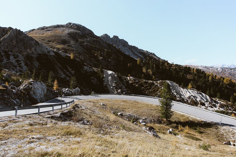 Open Road in the Dolomite Mountains
